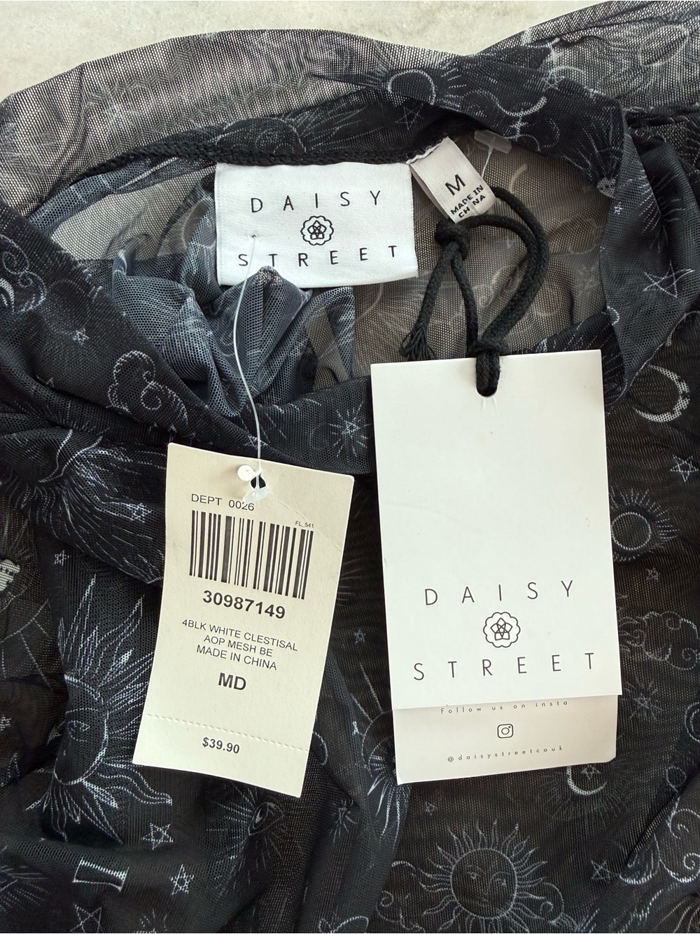 Hot Topic NWT Daisy Street Celestial Print Twofer Long Sleeve Top Women Size M - Picture 8 of 12